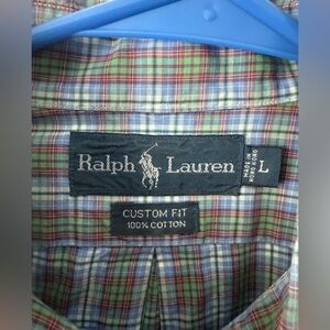 Polo Ralph Lauren Blue, White, Red & Green Cotton Button Down L Custom Fit